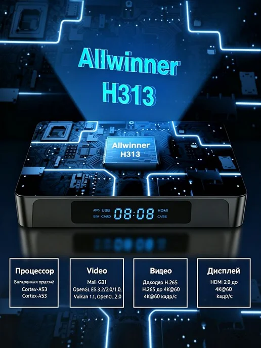X96Q PRO ТВ-бокс на Android 10,AndroidTV Allwinner H313 2ГБ, 2 ГБ, фото 3