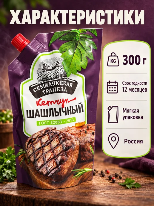 Семилукская Трапеза Кетчуп шашлычный 300 г, 2 шт, 300 г, фото 7