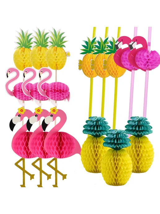 DIY House Набор бумажных соломинок фламинго и ананас 20CM pineapple, вариант, фото 3