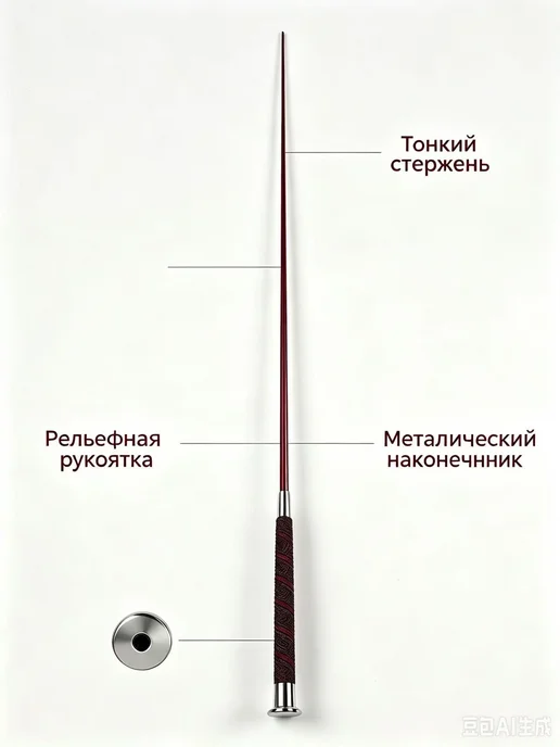 Хлыст выездковый 110 см, черный, фото 7