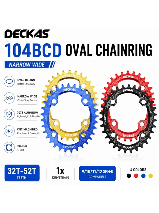DJC Components DECKAS звезда овальная 34T синяя, алюминий, синий, фото 2