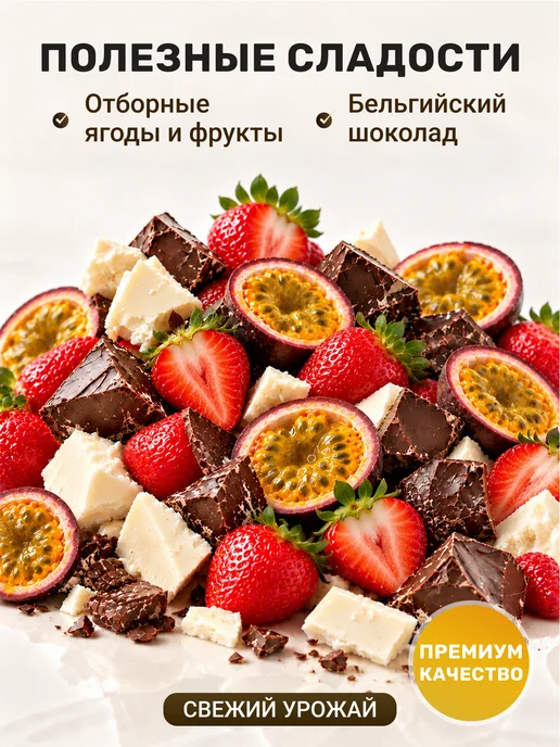 ФУНДУК МАРКЕТ Сублимированная клубника и маракуйя в йогуртовом шоколаде, вариант, фото 3