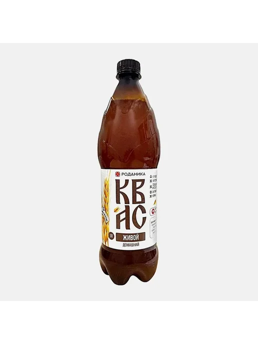 Квас Роданика нефильтрованный непастеризованный 1л, 2 шт, 1 л, 2 шт