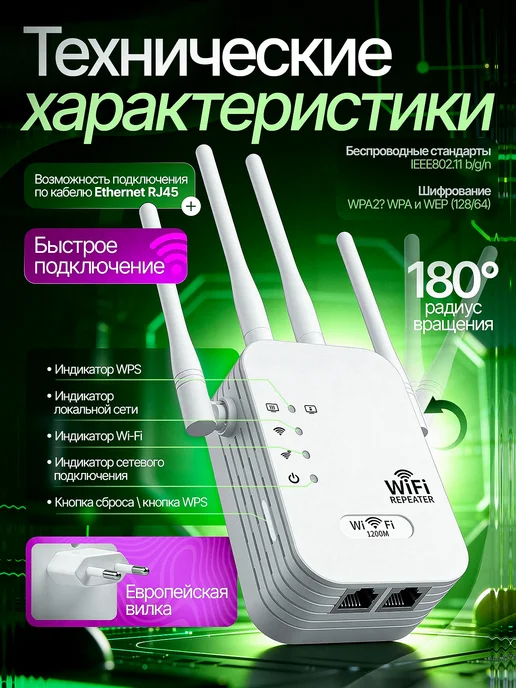 Усилитель WiFi, репитер сигнала вайфай беспроводной, вариант, фото 3