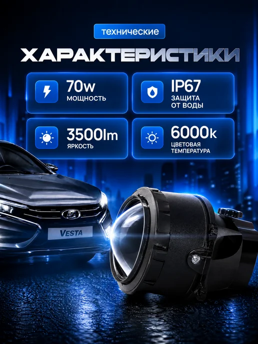 StepWise Светодиодные противотуманные фары ZМВ 70W линзы, 70 Вт, фото 3