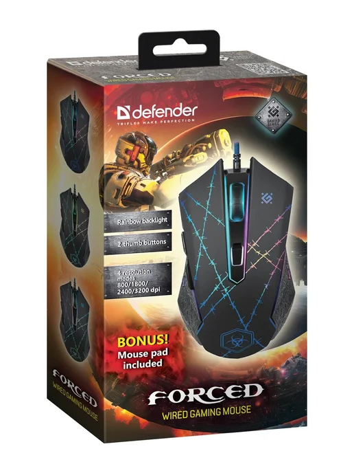 DEFENDER Игровая мышь Forced GM-020L черная, 20 л, фото 6