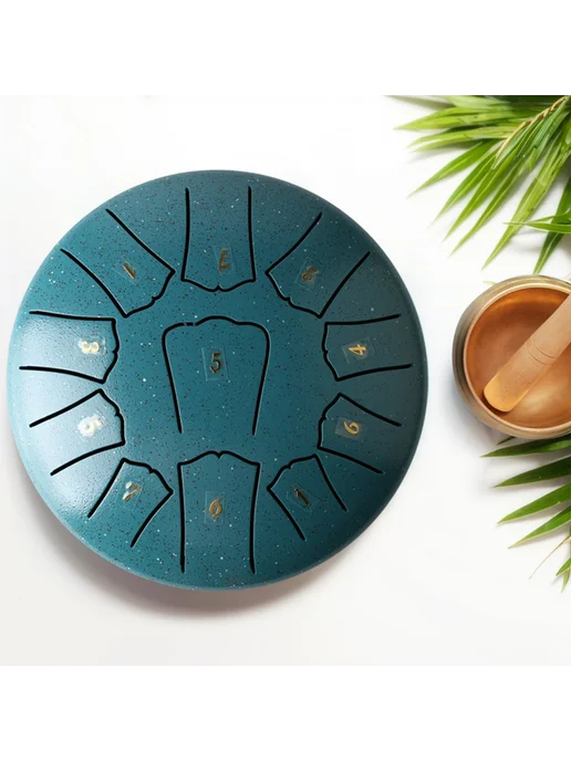 6 дюймов Steel Tongue Drum Handpan музыкальный инструмент, з, зеленый, фото 2