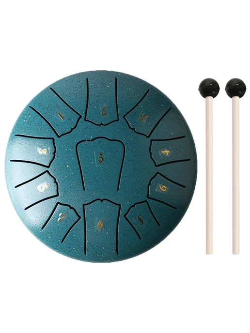 6 дюймов Steel Tongue Drum Handpan музыкальный инструмент, з, зеленый, фото 3