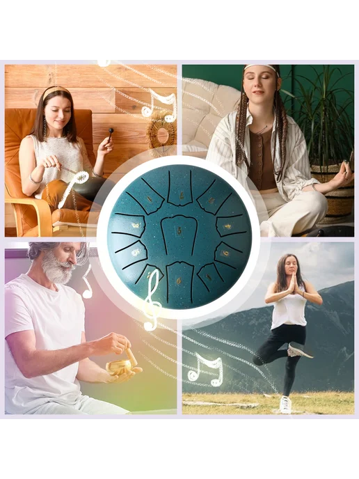 6 дюймов Steel Tongue Drum Handpan музыкальный инструмент, з, зеленый, фото 4