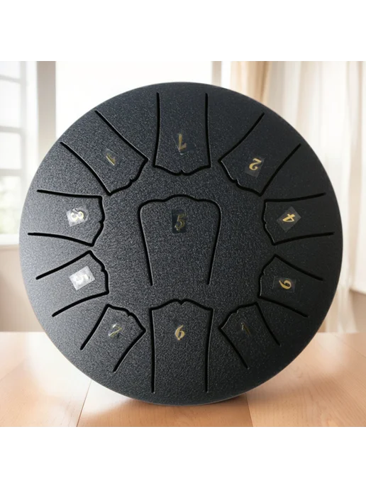 Стальной тамбурин 6 дюймов, 11 нот, Handpan, черный, черный
