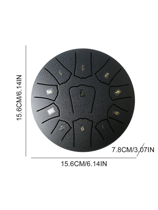 Стальной тамбурин 6 дюймов, 11 нот, Handpan, черный, черный, фото 5