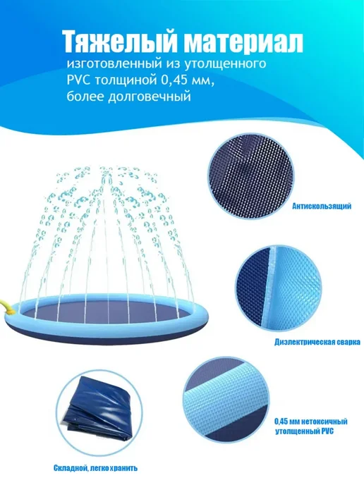 Детский игровой бассейн фонтанчик 100 см, голубой, фото 4