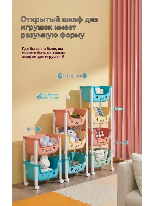 Стеллаж для игрушек，комод для игрушек пластиковый, вариант, фото 7