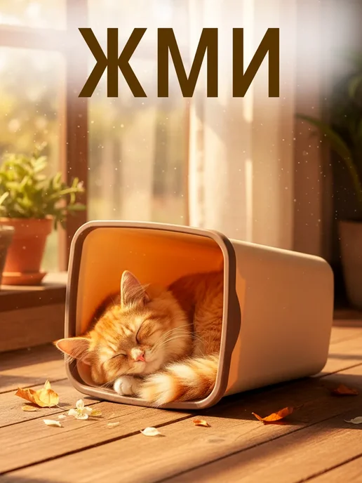 Ведро для мусора с фиксатором, бежевый, фото 3