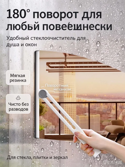 Домашний складной стеклоочиститель Белый, белый, фото 7