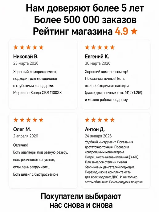 Компрессометр для бензиновых двигателей, вариант, фото 6