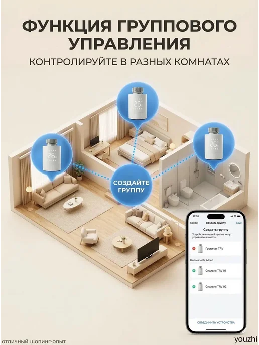 Умный терморегулятор для радиатора WiFi, вариант, фото 7