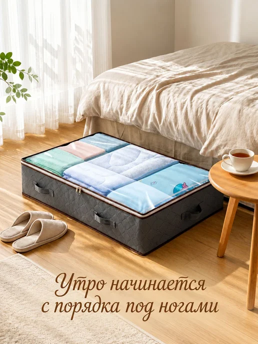 Органайзер для хранения вещей, тканевый, серый, 100х50х18 см, 50x18 см, фото 8