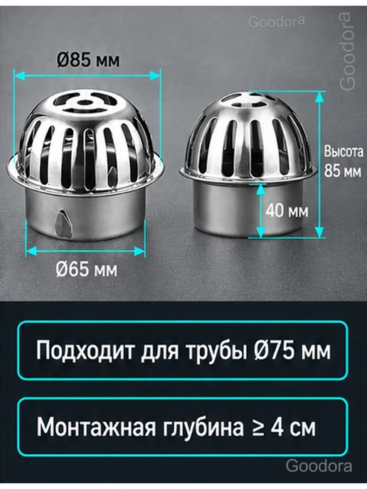 Решётка для трапа Ø75 мм из нержавеющей стали 304, вариант, фото 5