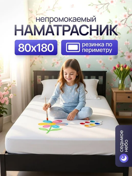 Нет бренда Наматрасник 80х180 непромокаемый с резинкой по периметру, 80x180, фото 2